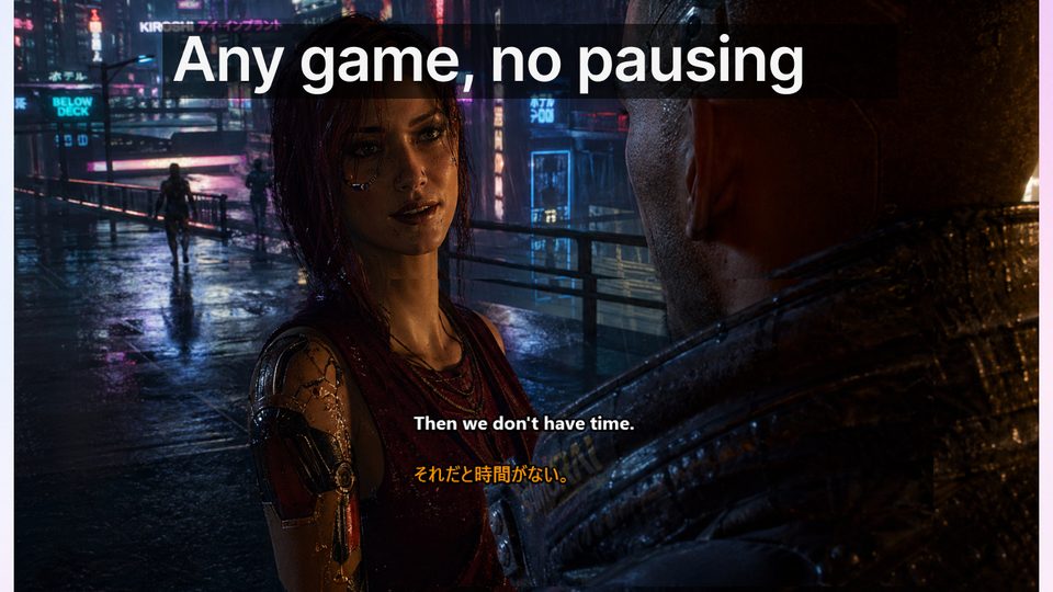 Live captions overlay on a game without pausing