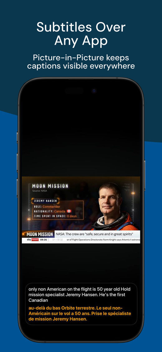 Subtitles Over Any App, with Picture-in-Picture